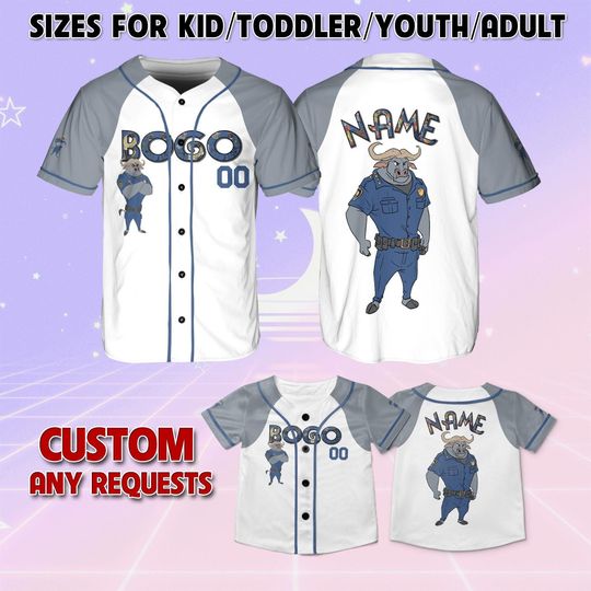 Discover Zootopia 2 Bogo Baseball Jersey, Zootopia 2 Big Face Cartoon Shirt, Disney Bogo Matching Jersey, Disney Zootopia 2 Vacation Jersey
