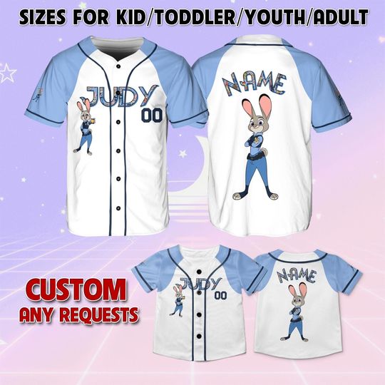 Discover Zootopia 2 Judy Baseball Jersey, Zootopia 2 Big Face Cartoon Shirt, Disney Judy Matching Jersey, Disney Zootopia 2 Vacation Jersey