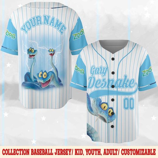 Discover Personalize Disney Zootopia Gary De'snake Baseball Jersey, Custom Gary Jersey, Disney Baseball Family Jersey,Disneyland Birthday Gift NHNR08