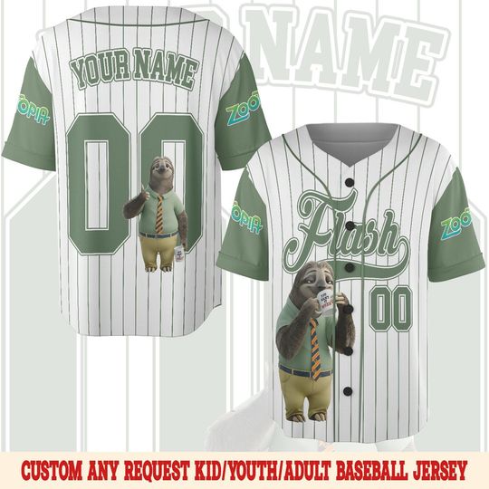 Discover Personalized Disney Zootopia Flash Baseball Jersey, Zootopia 2 Movie Judy Hopps Nick Wilde Flash Animal Birthday,Zootopia Family Trip NHNR09