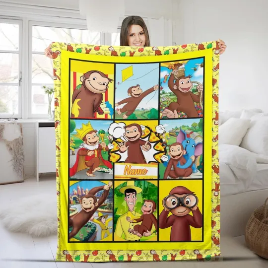 Discover Personalized Curious George Fleece Blanket Curious George Birthday