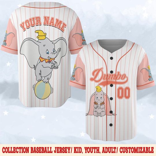 Discover Personalized Disney Dumbo Baseball Jersey, Disney Baseball Jersey Sports Team, Funny Birthday Gifts For Fans, Elephant Disney Jersey C1NJ20