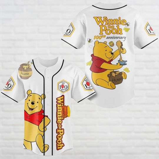 Discover Custom Winnie The Pooh Baseball Jersey, Disney Winnie Pooh Bear Jersey Shirt, Cartoon Movie Shirt, Disneyland Shirt
