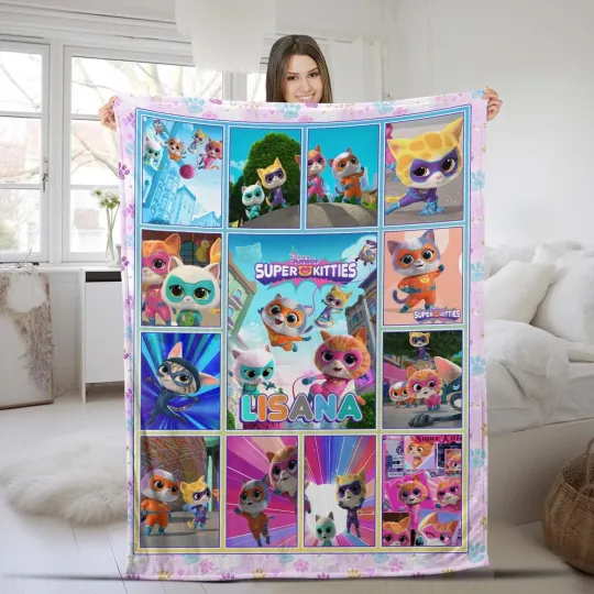 Discover Disney SuperKitties Blanket, Super Kitties Fleece Blanket, Super Cat Blanket
