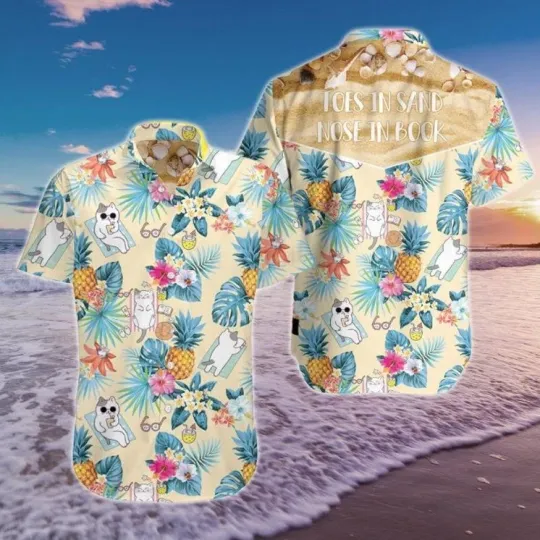 Discover Toes In Sand Nose In Book Cat Hawaiian Shirt