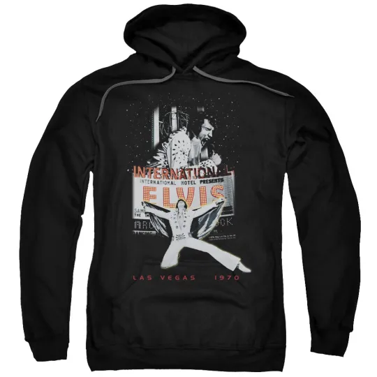 Discover Elvis Presley Hoodie Las Vegas 1970 Black