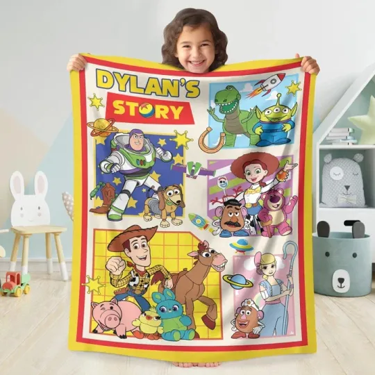 Discover Custom Toy Story Fleece Blanket For Personalized Name, Perfect Birthday Gift