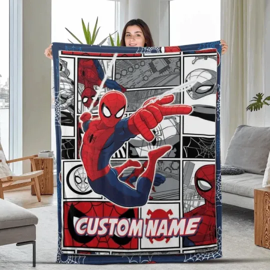 Discover Personalized Spider-Man & Friends Fleece Blanket – Custom Name Superhero Baby