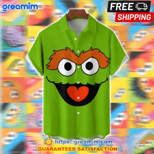 Oscar the Grouch Sesame Street Summer Hawaiian Shirt