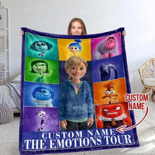 Discover Personalized Disney Inside Out 2 The Emotions Tour Custom Name Fleece Blanket
