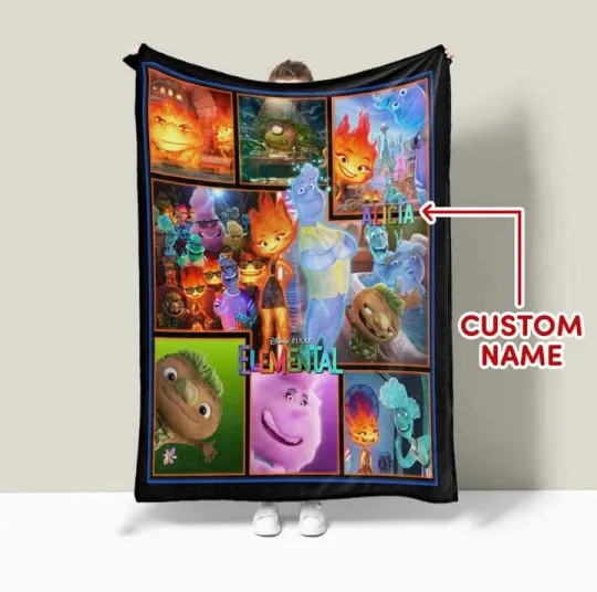 Discover Personalized ELEMENTAL Blanket, Custom Name Elemental Fleece Blanket Disney Baby