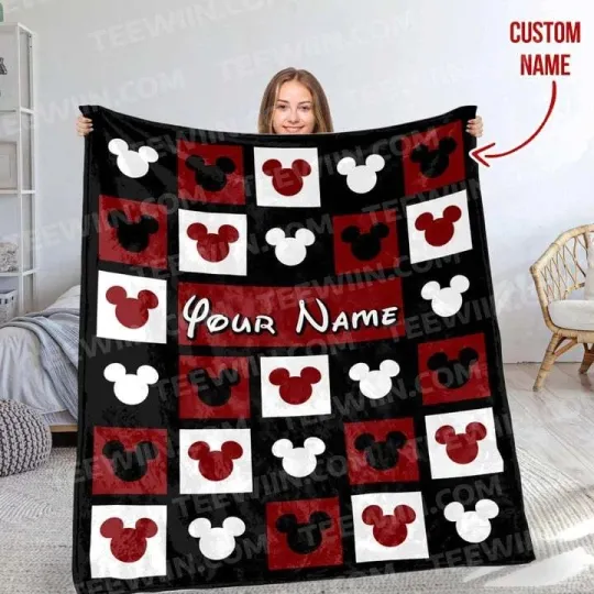 Discover Personalized Mickey Blanket, Disney Blanket, Custom Name Fleece Blanket