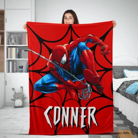 Personalized Spiderman Custom Name Birthday Or Spiderverse Fleece Blanket