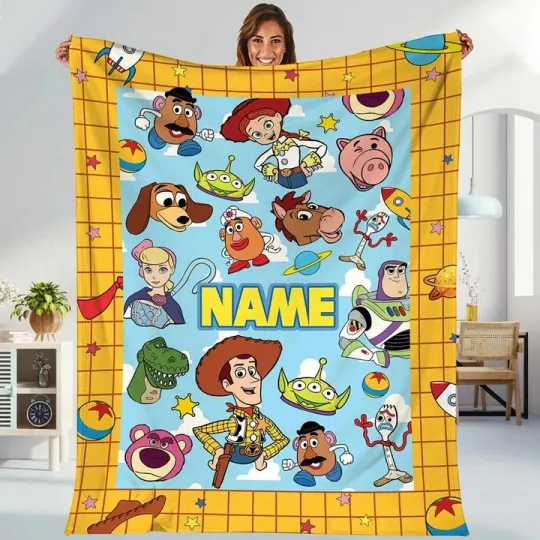 Discover Personalized Toy Story Custom Baby Boy Or Girl Birthday Gift Fleece Blanket