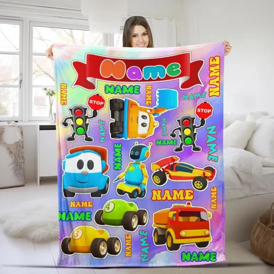 Discover Customized Leo The Truck Velvet Fleece Blanket, Leo The Truck Christmas Gift