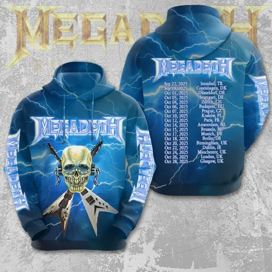 Discover Megadeth World Tour 2025 3D Hoodie Shirt Unisex