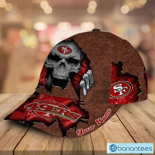 49ers Skull Personalized Brown Baseball Cap Classic Hat Gift For Fan