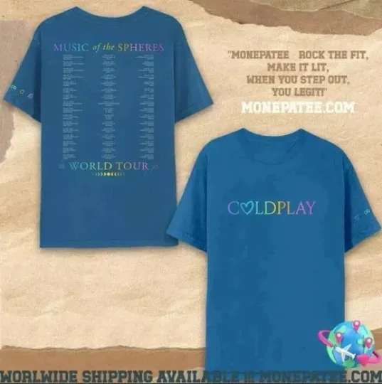 Coldplay Merchandise 2025 Music of the Spheres Tour T-Shirt, Double Sided, Unisex
