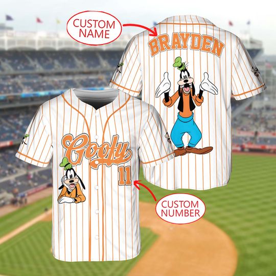 Discover Custom Disney Goofy Baseball Jersey, Custom Kid Youth Adult Disney Jersey, Mickey Disneyland Trip Gift for Sport Fans, Birthday Boy Jersey