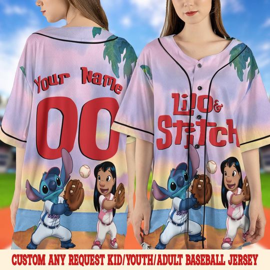 Discover Custom Disney Lilo and Stitch Stitch Baseball Jersey, Disney Birthday Gift, Gift For Baseball Fans, Gift for Kids, Disneyland Trip SLW212