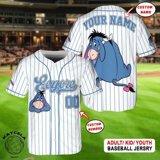 Discover Custom Disney Eeyore Baseball Jersey, Winnie The Pooh Shirt, Personalized Disney Jersey, Disneyworld Gift for Fans, Birthday Shirt