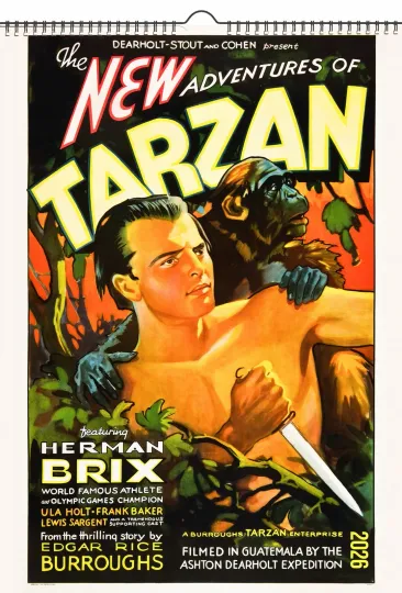 Discover 2026 Vertical Wall Calendar Tarzan Jungle Action Vintage Movie Posters