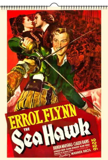 Discover 2026 Vertical Wall Calendar Pirates Vintage Action Movie Posters