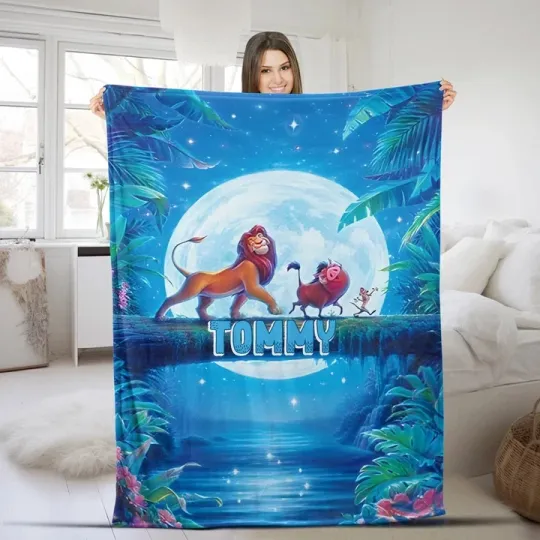 Discover Personalized Lion King Fleece Blanket Custom Name Baby Gift Or Birthday Present
