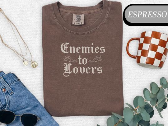 Discover Enemies to Lovers Shirt, Romance Reader T Shirt, Bookish Gothic Tee, Fiction Lover Gift