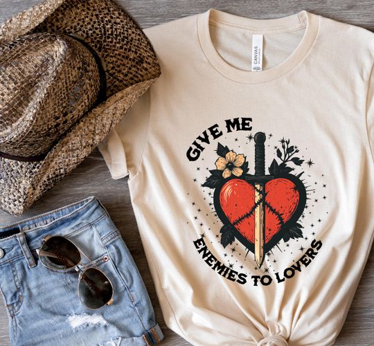 Discover Give Me Enemies to Lovers, Book Shirt, Romance Tshirt, Romantasy Shirt, Book Tropes, Dark Romance Shirt