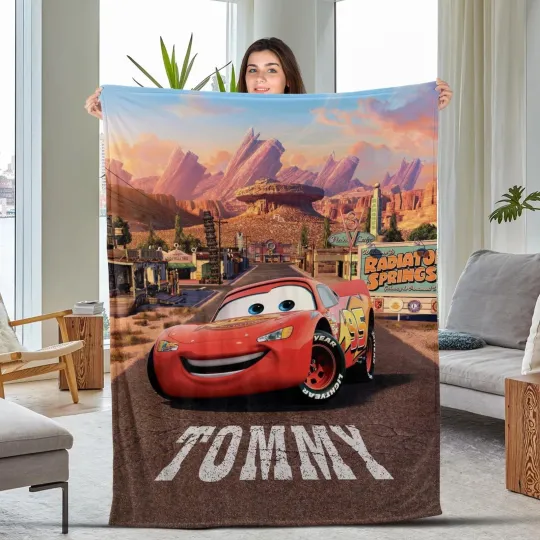 Discover Personalized Cars Movies Fleece Blanket, Lightning Mcqueen Blanket, Disney Cars