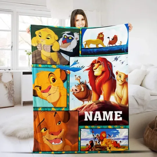 Discover Personalized Lion King Fleece Blanket – Custom Baby Name, Perfect Birthday Gift