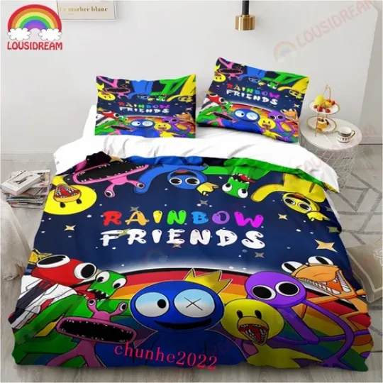 Rainbow Friends Kids Bedding Set Duvet Cover & Pillowcase Bedding for Children