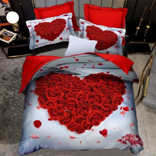 Discover 3D Print Rose Heart Bedding Set Nordic Duvet Cover