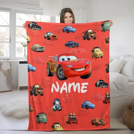 Discover Custom Name Lightning McQueen And Friends Blanket, Cars Movie Fleece Blanket