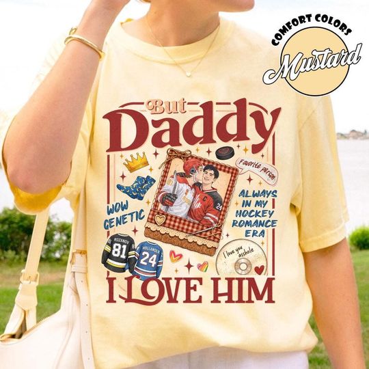 Discover Heated Rivalry But Daddy I Love Him Comfort Colors T-Shirt, Hollander Rozanov Hockey Romance Fan Tee