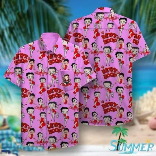 Discover Betty Boop Pink Hawaiian Shirt