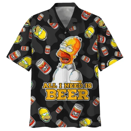 The Simpsons All I Need Is Beer Hawaiian Shirt