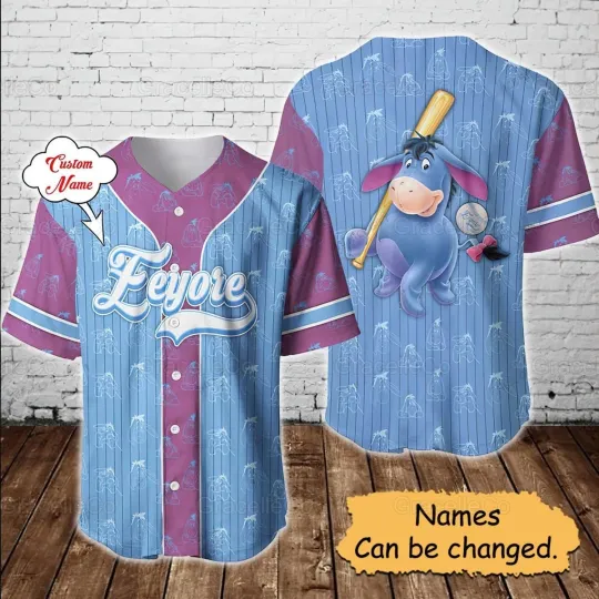 Discover Personalized Eeyore Baseball Jersey Shirt, Sunny Eeyore Baseball Jersey