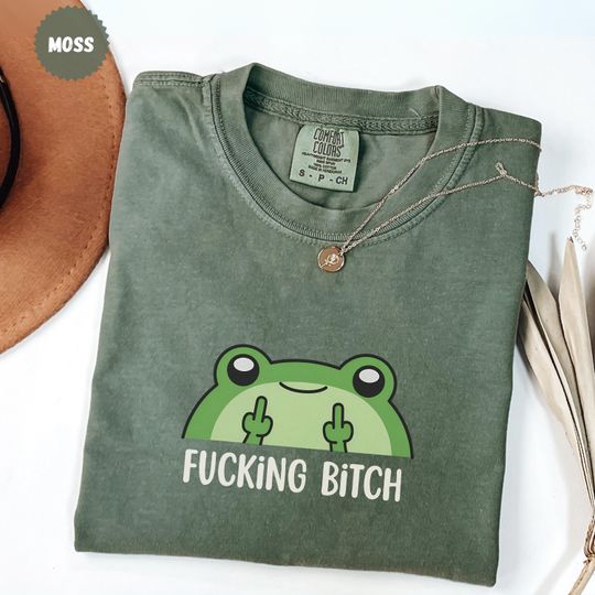 Discover Funny Frog T-Shirt, Middle Finger Frog Meme Tee, Sarcastic Profanity Shirt