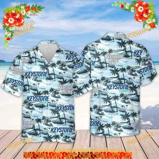 Discover Keystone Light Beer Island Pattern Hawaiian Shirt