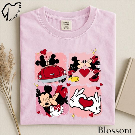 Discover Cute Cartoon Couple Shirt, Retro Valentine Graphic Tee, Love Story Illustration Shirt