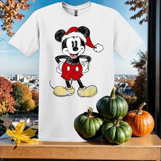 Discover Disney Mickey Mouse Santa Hat T-Shirt, Gift for Men Women and Kids