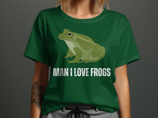 Discover Man I Love Frogs T-Shirt: Funny Unisex Tri-Blend Tee