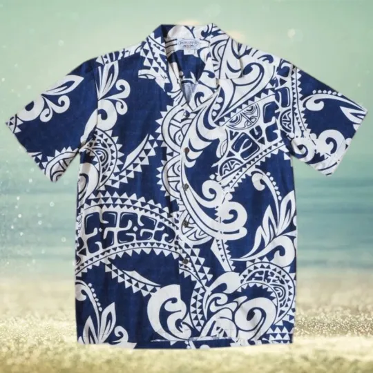 Discover Olukai Blue Hawaiian Shirt for Men