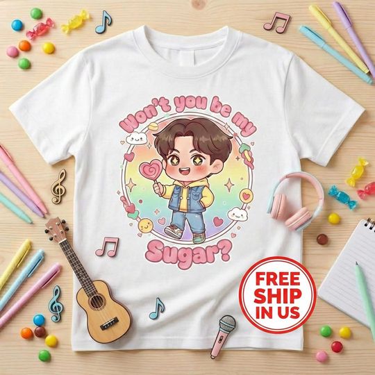 Discover Wont You Be My Sugar Shirt | Cute Music Love T Shirt | Kawaii Chibi Couple Tee