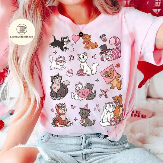 Discover Disney Cats Valentine T-shirt, Disney Valentine's Day Sweater, Sweethearts Nite shirts