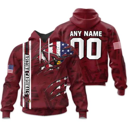 Discover Arizonna Football Team Cardinalss | Personalized Hoodie Crack On Grunge