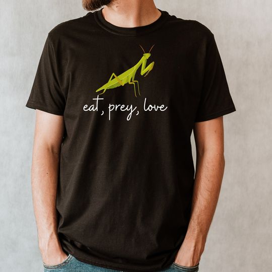Discover Preying Mantis T-Shirt, Insect Lover Gift, Eat Pray Love, Nature Illustration