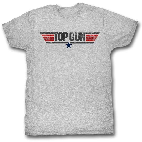 Discover Top Gun Logo Gray Heather Adult T-Shirt